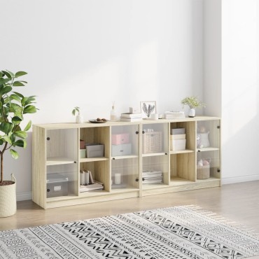 vidaXL Βιβλιοθήκη με Πόρτες Sonoma Δρυς 204x37x75cm Επεξ. Ξύλο 1 τεμ.