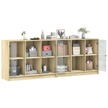 vidaXL Βιβλιοθήκη με Πόρτες Sonoma Δρυς 204x37x75cm Επεξ. Ξύλο 1 τεμ.