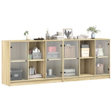 vidaXL Βιβλιοθήκη με Πόρτες Sonoma Δρυς 204x37x75cm Επεξ. Ξύλο 1 τεμ.