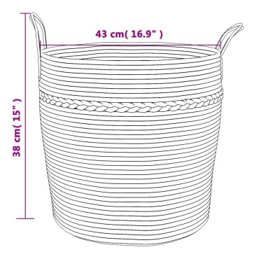 vidaXL Καλάθι Αποθήκευσης Μπεζ και Λευκό Ø43 x 38 εκ. Βαμβακερό
