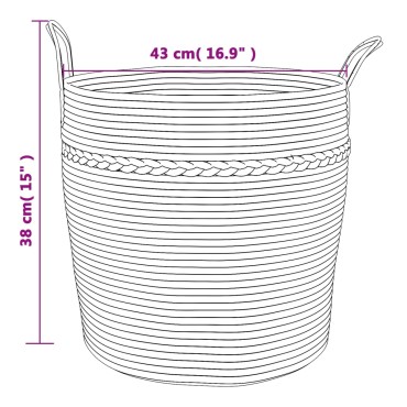 vidaXL Καλάθι Αποθήκευσης Μπεζ και Λευκό Ø43 x 38 εκ. Βαμβακερό