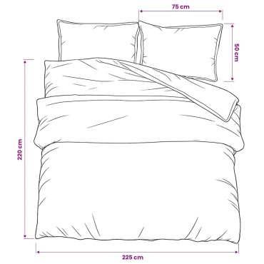vidaXL Σετ Παπλωματοθήκης Μαύρο 225x220 εκ. Βαμβακερό