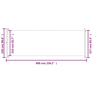 vidaXL Σκίαστρο Πλαϊνό Συρόμενο Βεράντας Μπλε 220 x 600 εκ.