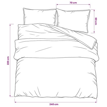 vidaXL Σετ Παπλωματοθήκης Μαύρο 240x220 εκ. Βαμβακερό