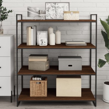 vidaXL Ράφια Τοίχου 4 τεμ. Καφέ Δρυς 100x50x1,5cm από Επεξεργ. Ξύλο