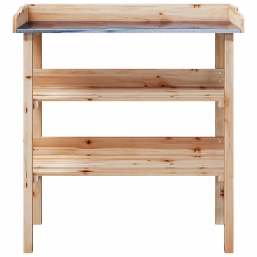 vidaXL Τραπέζι Φυτών με Ράφια 78 x 38 x 82,5 εκ. από Μασίφ Ξύλο Ελάτης