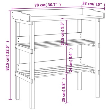 vidaXL Τραπέζι Φυτών με Ράφια 78 x 38 x 82,5 εκ. από Μασίφ Ξύλο Ελάτης