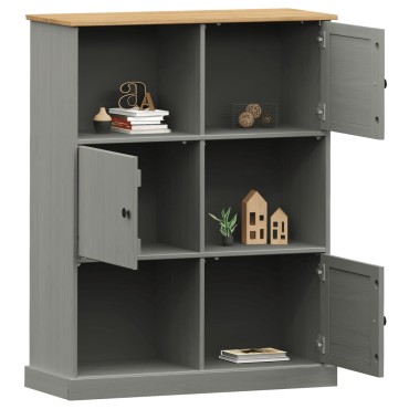 vidaXL Βιβλιοθήκη VIGO Γκρι 90x35x114,5cm από Μασίφ Ξύλο Πεύκου 1 τεμ.