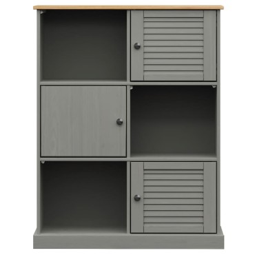 vidaXL Βιβλιοθήκη VIGO Γκρι 90x35x114,5cm από Μασίφ Ξύλο Πεύκου 1 τεμ.