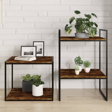 vidaXL Ράφια Τοίχου 4 τεμ. Καπνιστή Δρυς 40x40x1,5cm Επεξεργ. Ξύλο