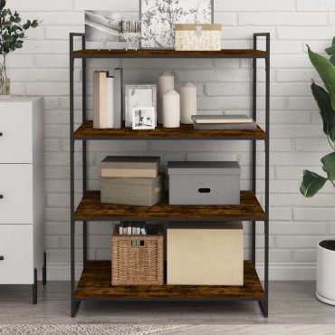 vidaXL Ράφια Τοίχου 4 τεμ. Καπνιστή Δρυς 80x50x1,5cm Επεξ. Ξύλο