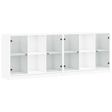 vidaXL Βιβλιοθήκη με Πόρτες Λευκή 204x37x75cm από Επεξεργ. Ξύλο 1 τεμ.