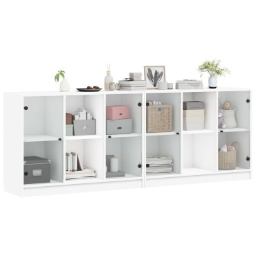 vidaXL Βιβλιοθήκη με Πόρτες Λευκή 204x37x75cm από Επεξεργ. Ξύλο 1 τεμ.
