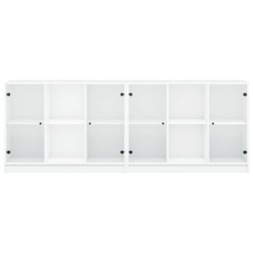 vidaXL Βιβλιοθήκη με Πόρτες Λευκή 204x37x75cm από Επεξεργ. Ξύλο 1 τεμ.