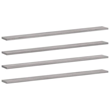 vidaXL Ράφια Τοίχου 4 τεμ. Γκρι Sonoma 100x10x1,5cm Επεξεργ. Ξύλο