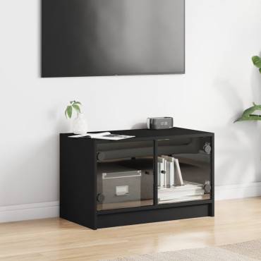 vidaXL Έπιπλο Τηλεόρασης Λευκό 68x37x42cm με Γυάλινες Πόρτες