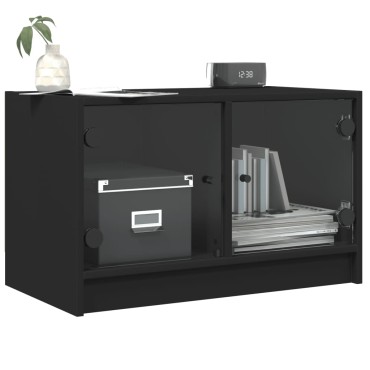 vidaXL Έπιπλο Τηλεόρασης Λευκό 68x37x42cm με Γυάλινες Πόρτες