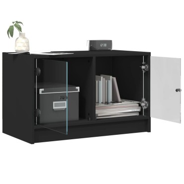 vidaXL Έπιπλο Τηλεόρασης Λευκό 68x37x42cm με Γυάλινες Πόρτες