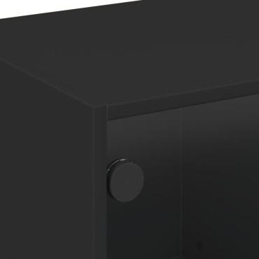 vidaXL Έπιπλο Τηλεόρασης Λευκό 68x37x42cm με Γυάλινες Πόρτες