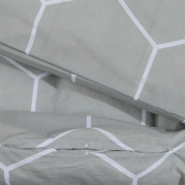 vidaXL Σετ Παπλωματοθήκης Γκρι 220 x 240 εκ. Βαμβακερό