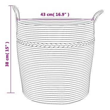 vidaXL Καλάθι Αποθήκευσης Γκρι και Λευκό Ø43 x 38 εκ. Βαμβακερό