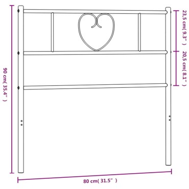 vidaXL Κεφαλάρι Μαύρο Μεταλλικό 80x3x90cm 1 τεμ.