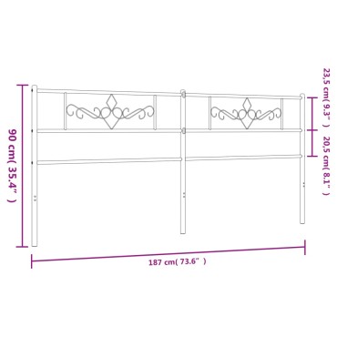vidaXL Κεφαλάρι Λευκό Μεταλλικό 187x3x90cm 1 τεμ.