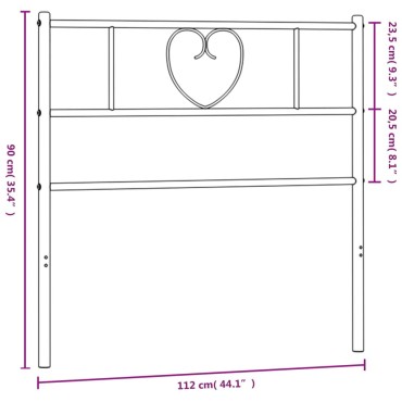 vidaXL Κεφαλάρι Μαύρο Μεταλλικό 112x3x90cm 1 τεμ.