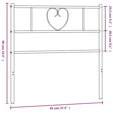 vidaXL Κεφαλάρι Μαύρο Μεταλλικό 95x3x90cm 1 τεμ.