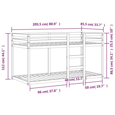 vidaXL Κρεβάτι Κουκέτα Καφέ Κεριού 80x200cm από Μασίφ Ξύλο Πεύκου - Μονό