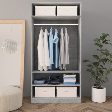 vidaXL Ντουλάπα Γκρι του Σκυροδέματος 100x50x200cm Μοριοσανίδα 1 τεμ.
