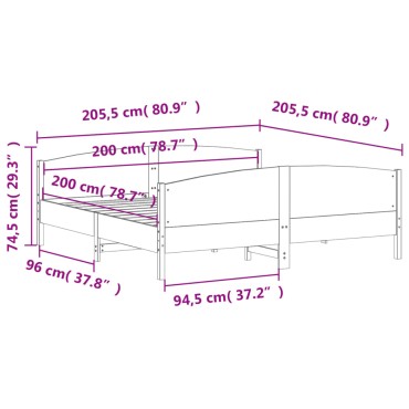 vidaXL Σκελετός Κρεβ. Χωρίς Στρώμα Καφέ Κεριού 200x200 εκ Μασίφ Πεύκο