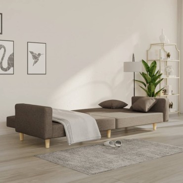 vidaXL Καναπές Κρεβάτι Διθέσιος Taupe Υφασμάτινος με Δύο Μαξιλάρια 220x84,5x69cm 1 τεμ.