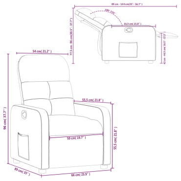 vidaXL Πολυθρόνα Ανακλινόμενη Taupe Υφασμάτινη 66x89x96cm 1 τεμ.