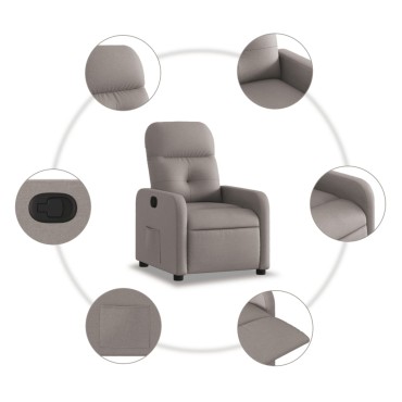 vidaXL Πολυθρόνα Ανακλινόμενη Taupe Υφασμάτινη 66x89x96cm 1 τεμ.