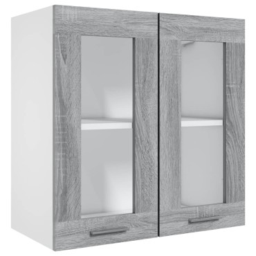 vidaXL Κρεμαστό Ντουλάπι Lyon Γυάλινο Γκρι Sonoma 60x31x60cm 1 τεμ.