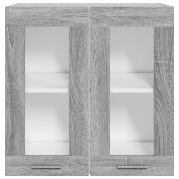 vidaXL Κρεμαστό Ντουλάπι Lyon Γυάλινο Γκρι Sonoma 60x31x60cm 1 τεμ.