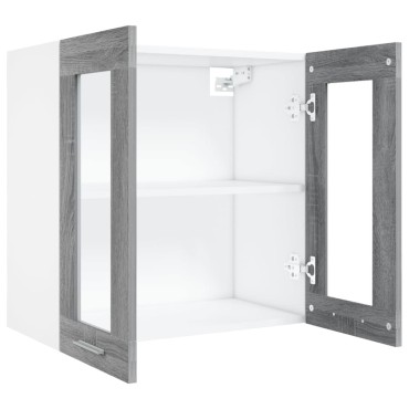 vidaXL Κρεμαστό Ντουλάπι Lyon Γυάλινο Γκρι Sonoma 60x31x60cm 1 τεμ.
