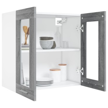vidaXL Κρεμαστό Ντουλάπι Lyon Γυάλινο Γκρι Sonoma 60x31x60cm 1 τεμ.