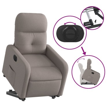 vidaXL Πολυθρόνα Ηλεκτρική Ανακλ.Taupe Υφασμάτινη 66x89x96cm 1 τεμ.