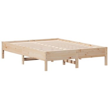 vidaXL Σκελετός Κρεβατιού Χωρίς Στρώμα 140x190cm Μασίφ Ξύλο Πεύκου 1 τεμ. - Διπλό
