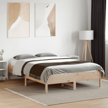 vidaXL Σκελετός Κρεβατιού Χωρίς Στρώμα 140x190cm Μασίφ Ξύλο Πεύκου 1 τεμ. - Διπλό