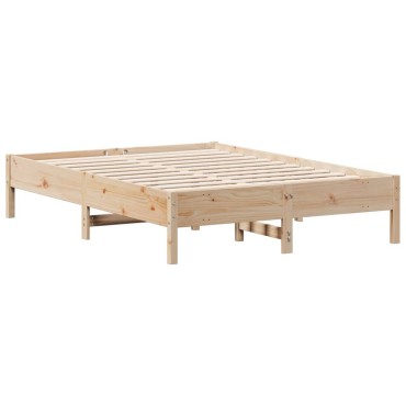 vidaXL Σκελετός Κρεβατιού Χωρίς Στρώμα 140x190cm Μασίφ Ξύλο Πεύκου 1 τεμ. - Διπλό