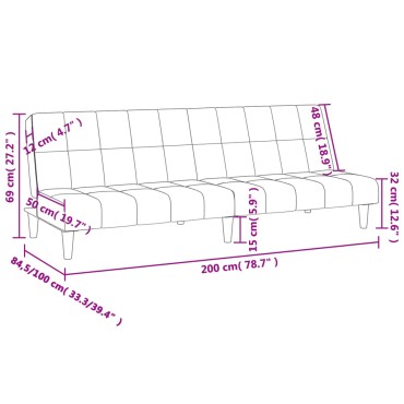 vidaXL Καναπές Κρεβάτι Διθέσιος Μαύρος Υφασμάτινος 200x84,5x69cm 1 τεμ.