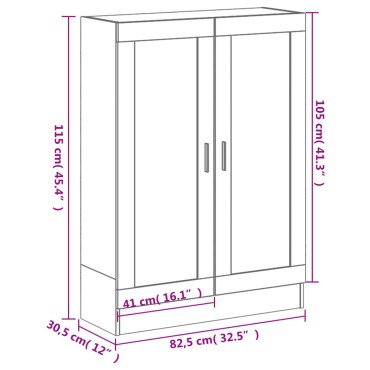 vidaXL Βιβλιοθήκη Γκρι Sonoma 82,5x30,5x115cm Επεξεργασμένο Ξύλο 1 τεμ.
