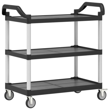 vidaXL Τροχήλατη Βάση 3 Επιπέδων Μαύρη 99x50x96cm από Αλουμίνιο 1 τεμ.