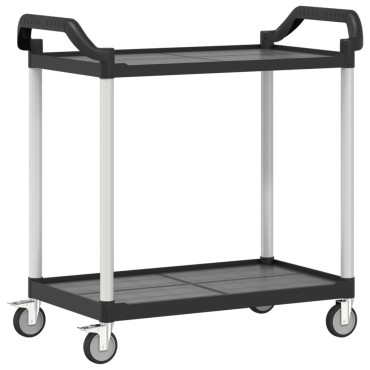 vidaXL Τροχήλατη Βάση 2 Επιπέδων Μαύρη 99x50x97cm από Αλουμίνιο 1 τεμ.
