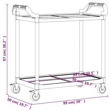 vidaXL Τροχήλατη Βάση 2 Επιπέδων Μαύρη 99x50x97cm από Αλουμίνιο 1 τεμ.