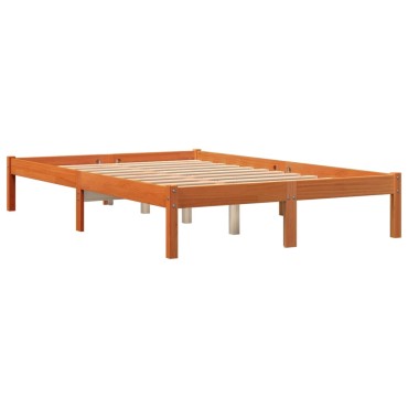 vidaXL Σκελετός Κρεβατιού Χωρίς Στρώμα Καφέ 140x200 Μασίφ Ξύλο Πεύκου