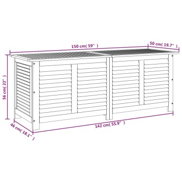 vidaXL Μπαούλο Αποθήκευσης Κήπου 150x50x56cm από Μασίφ Ξύλο Ακακίας 1 τεμ.